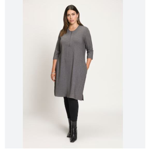 Ulla Popken Dresses & Skirts - Ulla Popken Women's Dark Gray Melange Stretch Knit Shift Dress Size 20/22